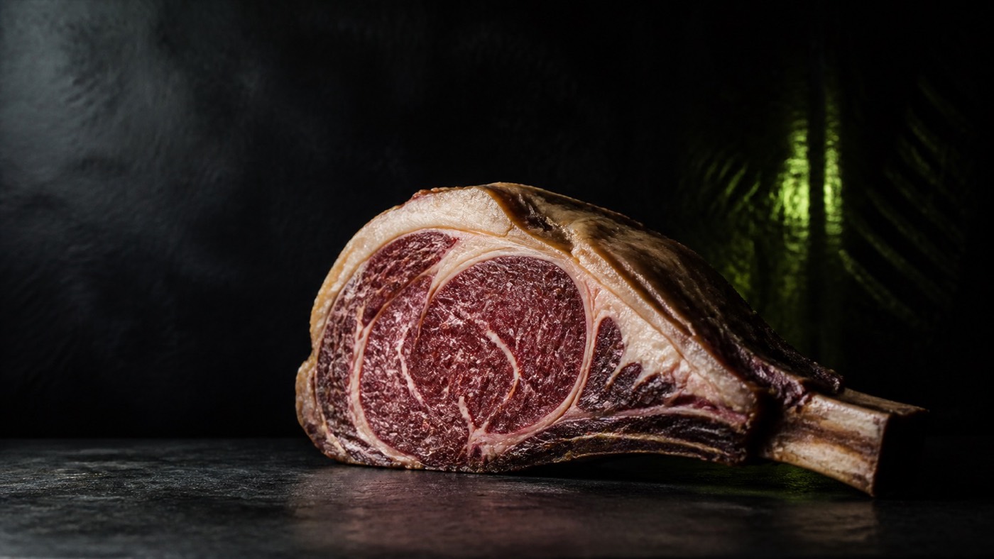 Editorial preview of dry-aged beef prepared for the Sora Siam menu